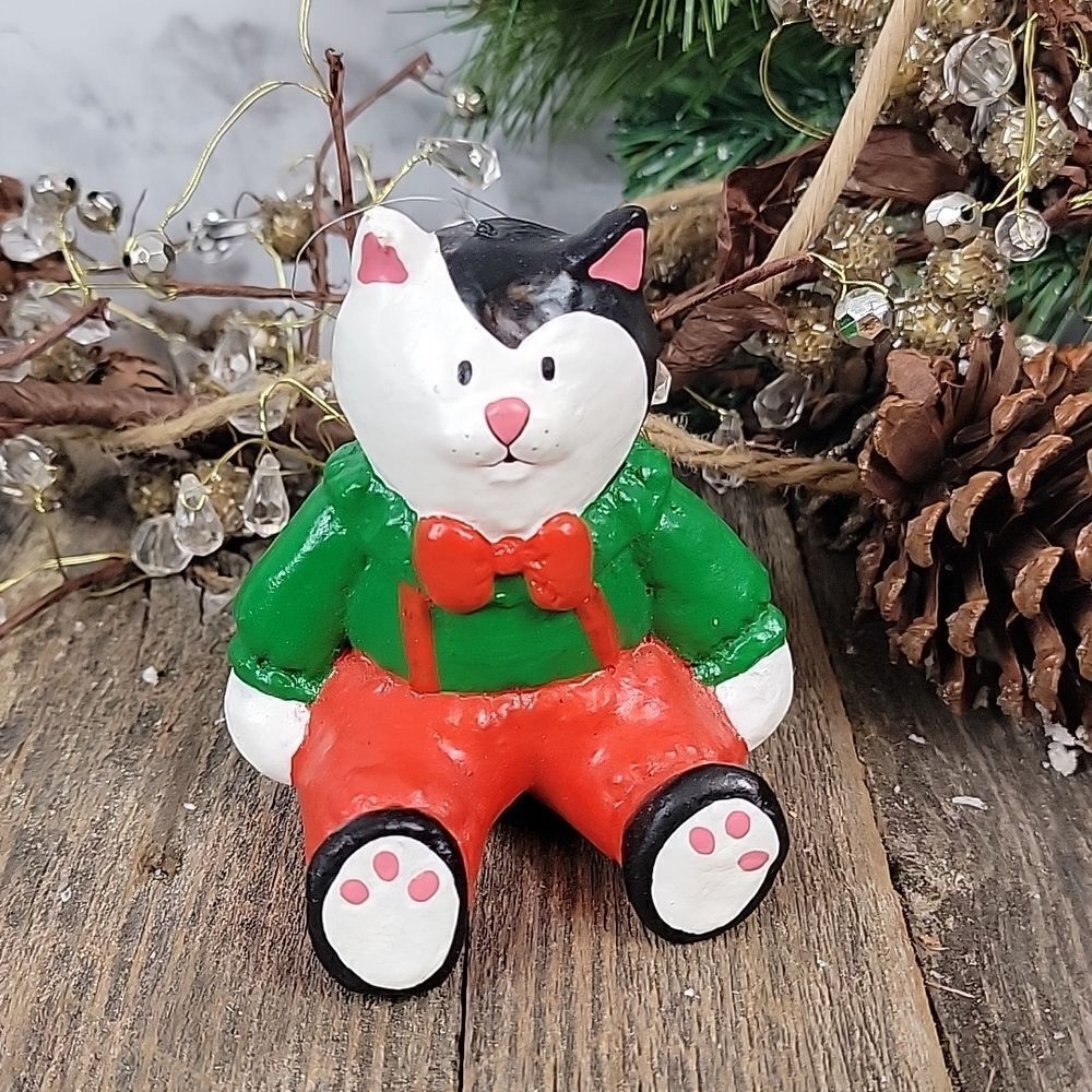 Handpainted cat Christmas ornament